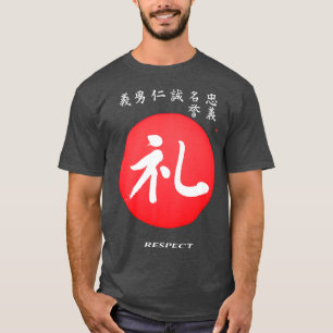 Bushido Code Respect Kanji Calligraphy Samurai Kri T Shirt