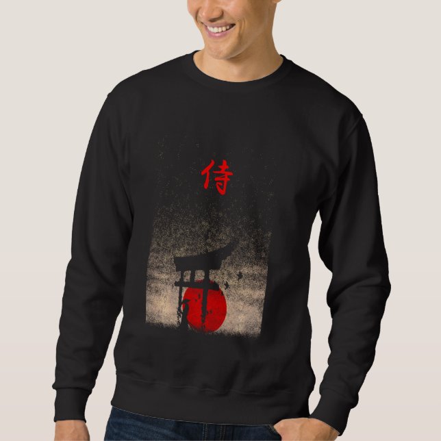 Bushido Code Samurai japansk Warrior Kanji Lång Ärmad Tröja (Framsida)