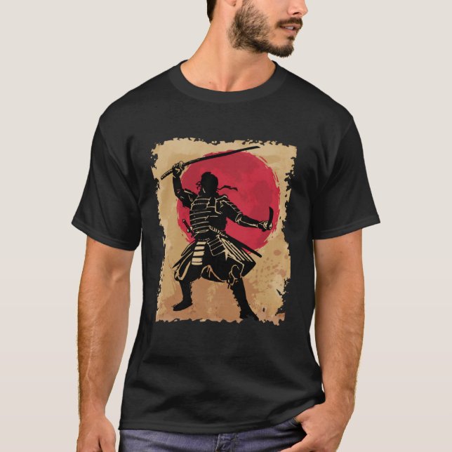 Bushido Japan Warrior Retro Rising Sun Japanese Sa T Shirt (Framsida)