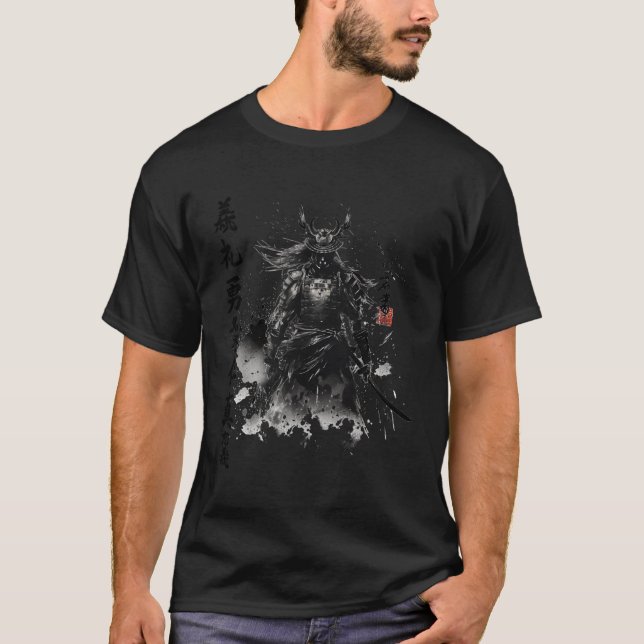Bushido Kyokushin Karate Symbol Dojo Samurai Code T Shirt (Framsida)