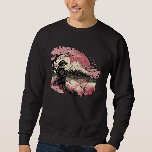 Bushido Retro Japan Samuraj Svärd Krigare Lång Ärmad Tröja (Framsida)