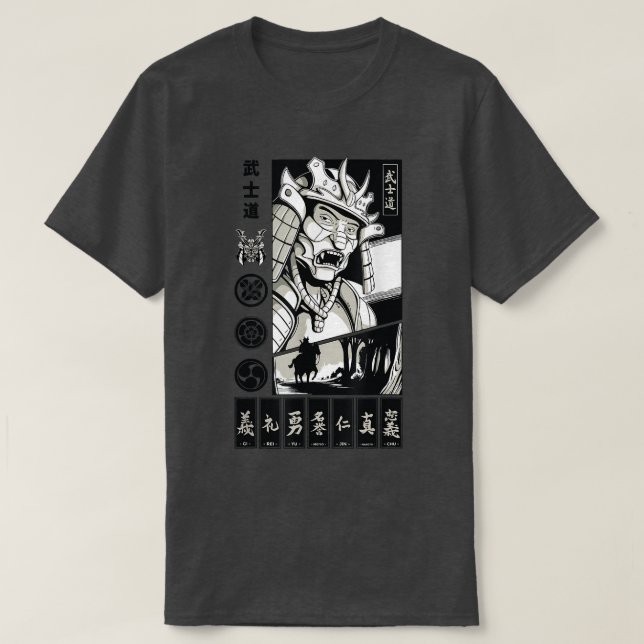 Bushido Samurai Japansk Warrior Art T-Shirt (Design framsida)