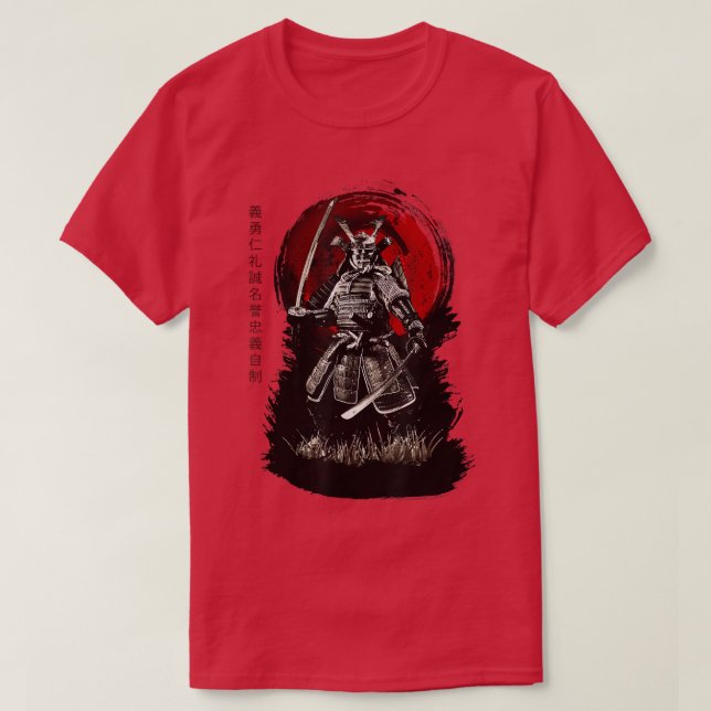 Bushido Samurai Japanska Warrior T Shirt (Design framsida)