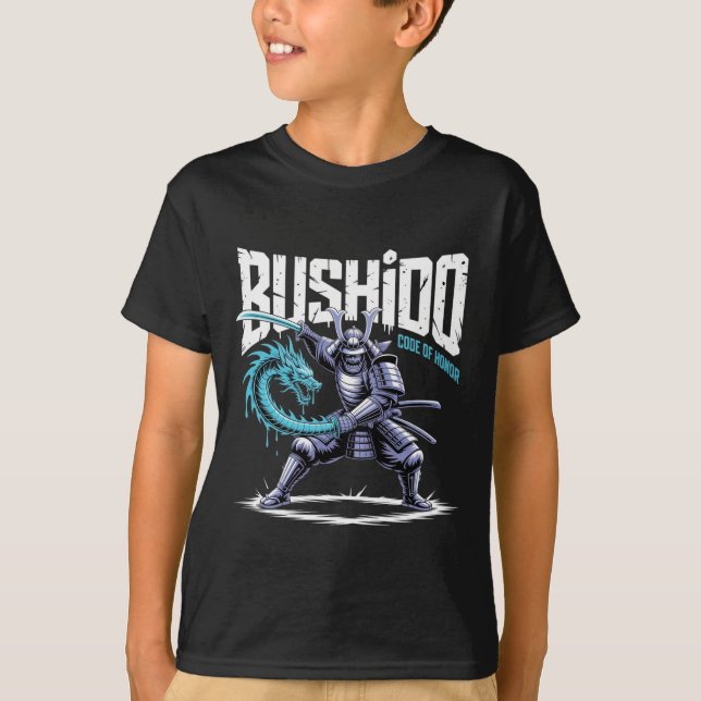 Bushido Samurajdrakesvärd Grafik T Shirt (Framsida)