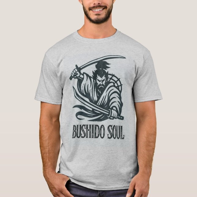 Bushido Soul - Samurai Spirit Warrior T-Shirt | (Framsida)