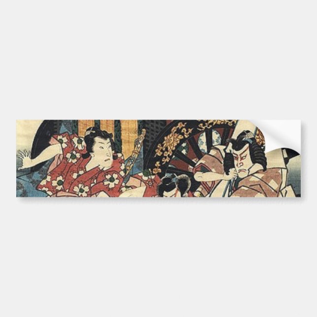 Bushido-svärd som bekämpar japansk samurai-krigare bildekal (Framsidan)