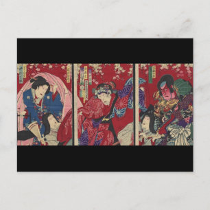Bushido-svärd som bekämpar japansk samurai-krigare vykort