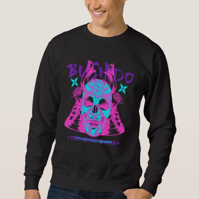Bushido Vaporwave Grunge Samurai Japanska Warrior Lång Ärmad Tröja (Framsida)