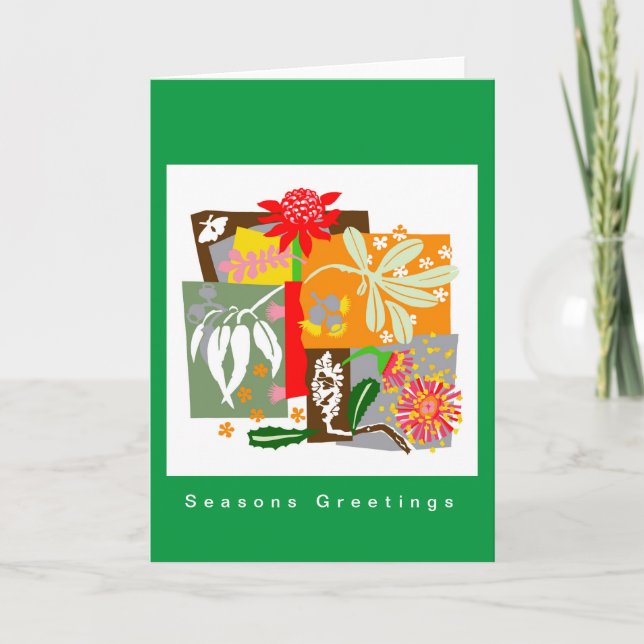 BUSHLAND FLORA - Bushblommor australiska Julafton- Helgkort (Framsida)