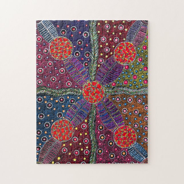 Bushplommon och traditionell kroppsfärg pussel (Vertikal)