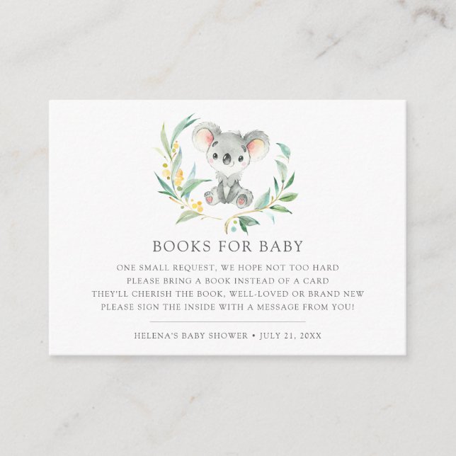 Bushs Baby Koala Baby Shower Bok Request Cards Tilläggskort (Framsida)