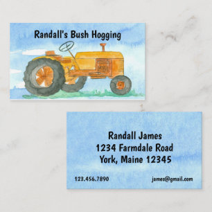 Bushs Hogging Orange Tractor Farm Equipment Visitkort