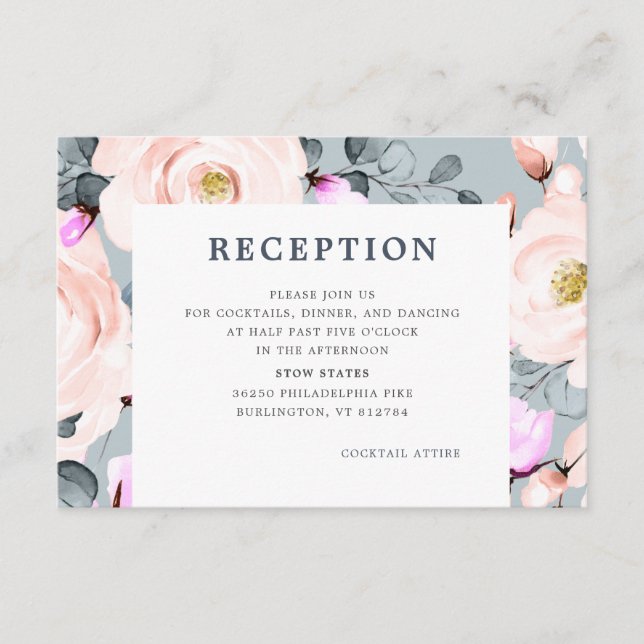 Bushs- och dammiga Blommigtar för blått vattenfärg Tilläggskort (Framsida)