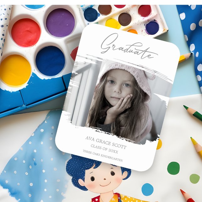 Bushstroke Cute Calligraphy Studenten Pre K Photo Magnet (Brushstroke Cute Calligraphy Graduation Pre K Photo Magnet.)