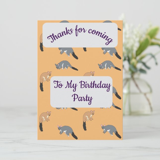 Bushy Tail Possums Thank you Card Inbjudningar (Stående Fram)