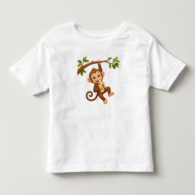 Busig apbanan mellanmålstid t shirt (Framsida)