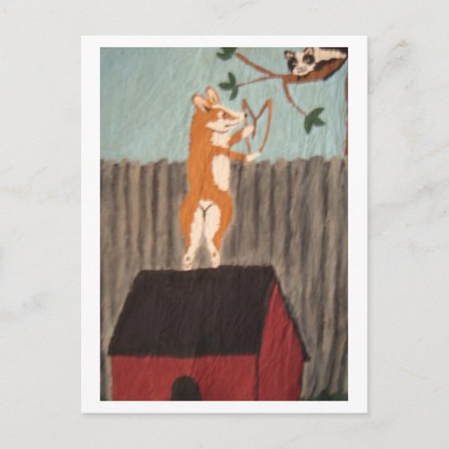 Busig Corgi Platt Kort (Framsida)