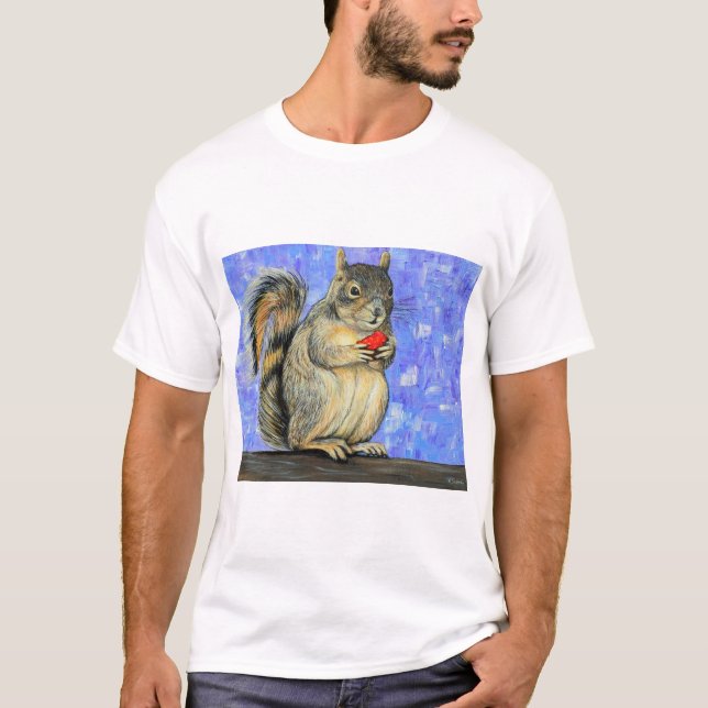 Busig Ekorre-målning T Shirt (Framsida)