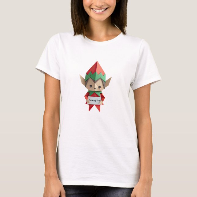 Busig ELF rolig origami-vik juldräkt  T Shirt (Framsida)