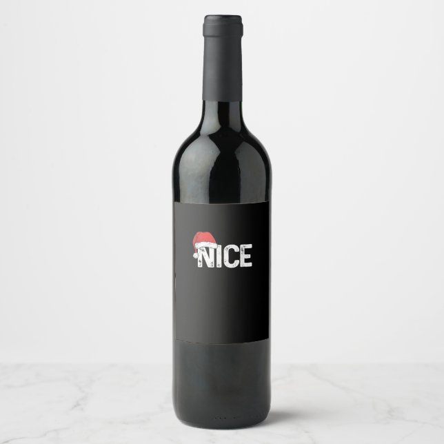 Busig Eller Snäll Matchande Jul Rolig Design Vinflaska Etikett (Framsida)