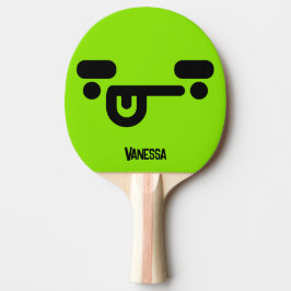 Busig Förvirrad Ansikte Grön med Namn Pingisracket