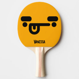Busig Förvirrad Ansikte Orange med Namn Pingisracket