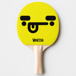Busig Förvirrad Gul Ansikte med Namn Pingisracket