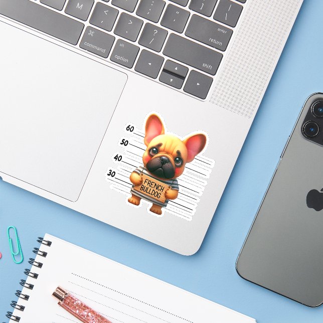 Busig fransk bulldogg klistermärken (Laptop med iPhone)