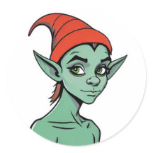 Busig grön alv / goblin seriefigur