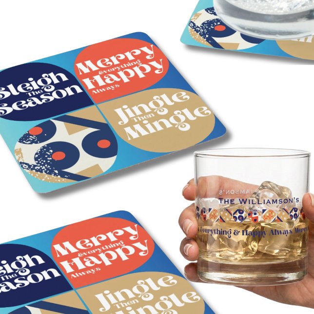 Busig Högtidsdricksunderläggssats Underlägg Papper Kvadrat (Listing is for a set of 6 coasters the glass is sold separately as part of same collection)