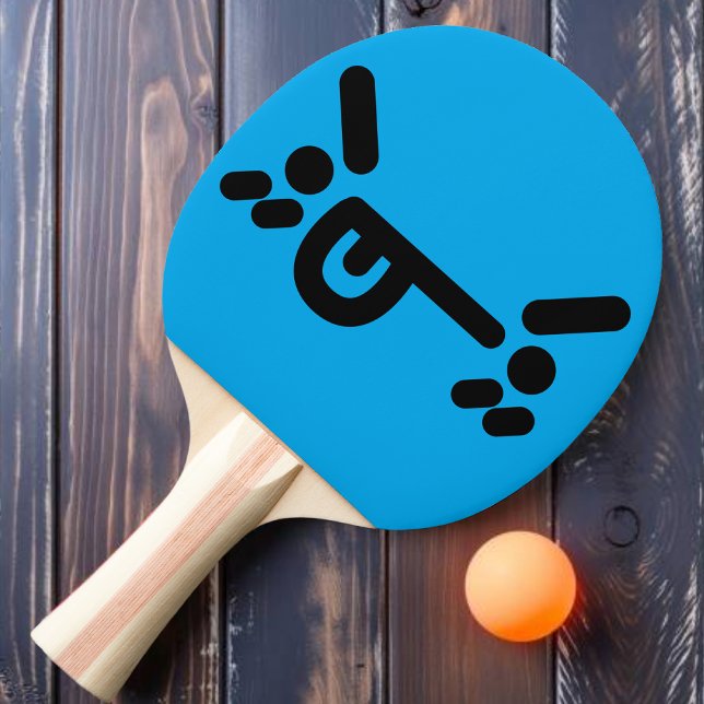 Busig Ilsken Ansikte Blå Ping Pong Paddle Pingisracket (Skapare uppladdad)