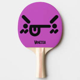 Busig Ilsken Ansikte Lila med Namn Pingisracket