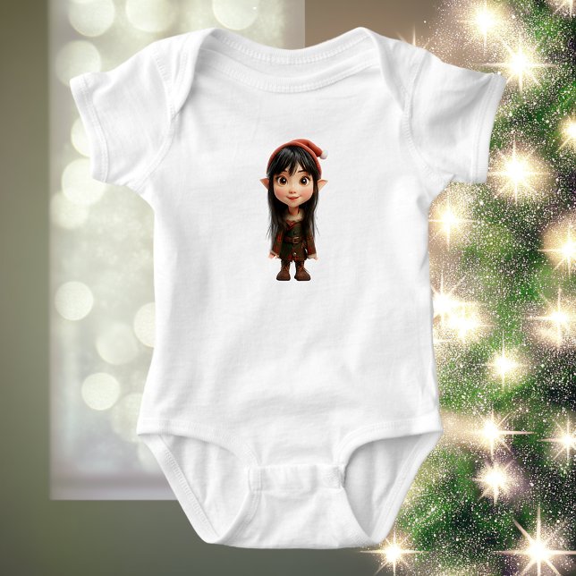Busig jul-tomte flicka baby-bodysuit t shirt (Skapare uppladdad)