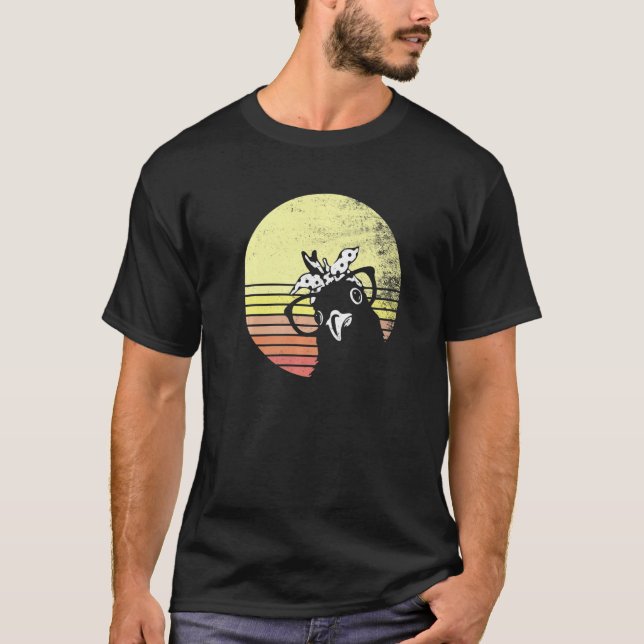 Busig Kyckling Retro Solnedgångs Solglasögon   T Shirt (Framsida)