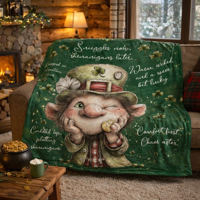 Busig Leprechaun  Fleecefilt (Skapare uppladdad)
