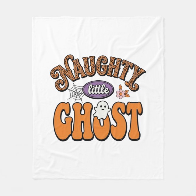 Busig Liten Spöke Vintage Halloween Tröja Desig Fleecefilt (Framsidan)