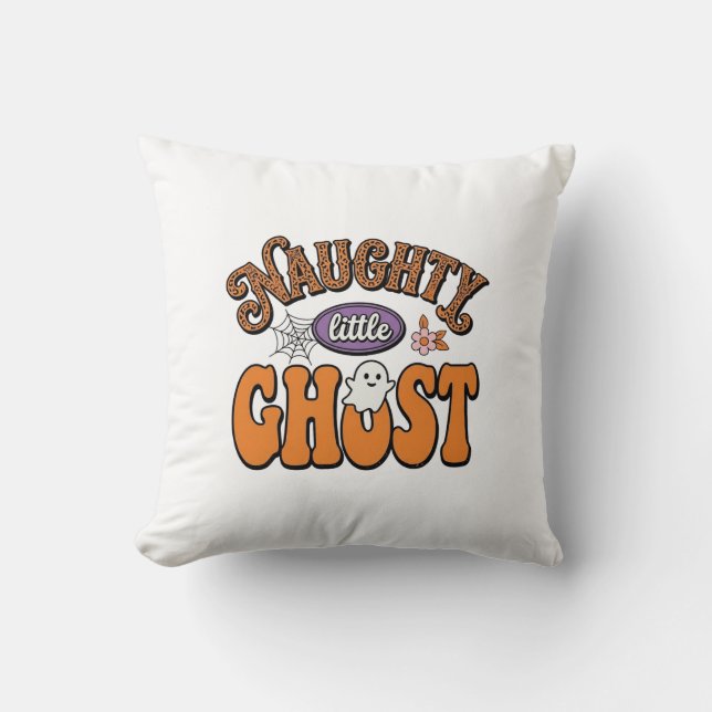 Busig Liten Spöke Vintage Halloween Tröja Desig Kudde (Framsida)