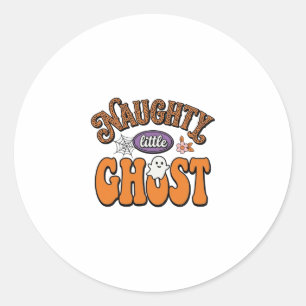 Busig Liten Spöke Vintage Halloween Tröja Desig Runt Klistermärke