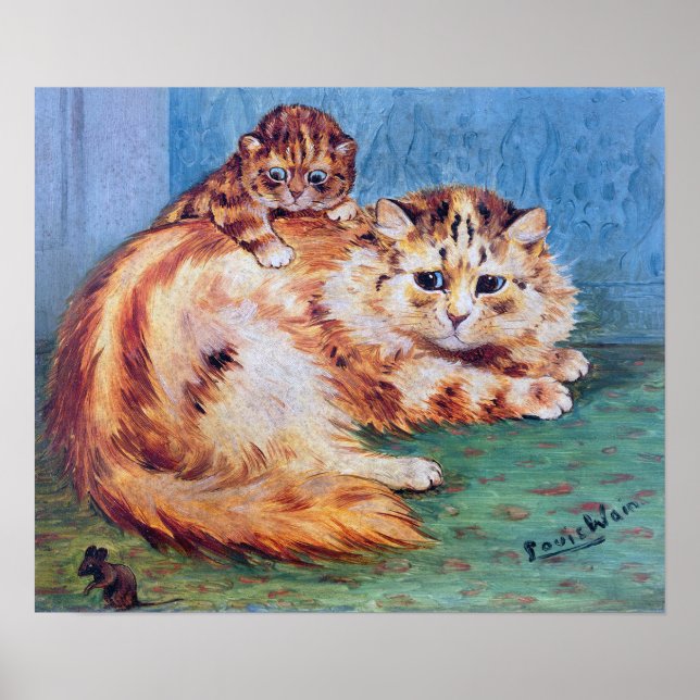 Busig mus och katter, Louis Wain Poster (Framsidan)