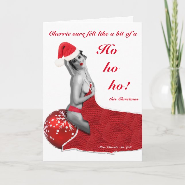 Busig Pinup Ho Skämt Roligt Oanständigt Julkort Kort (Framsida)