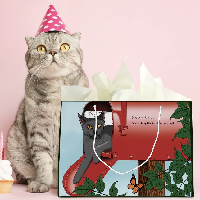 Busig röd brevlåda katt humor (Skapare uppladdad)