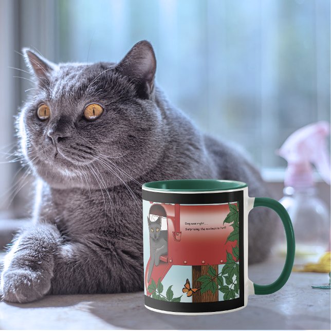 Busig röd brevlåda katt humor mugg (Skapare uppladdad)