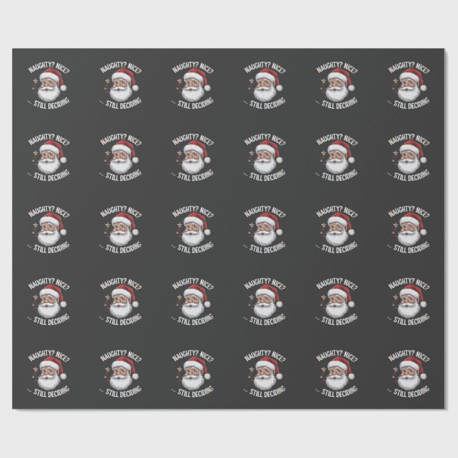 Busig? Snäll? FORTFARANDE Avgör Funny Santa Claus Presentpapper (Platt)