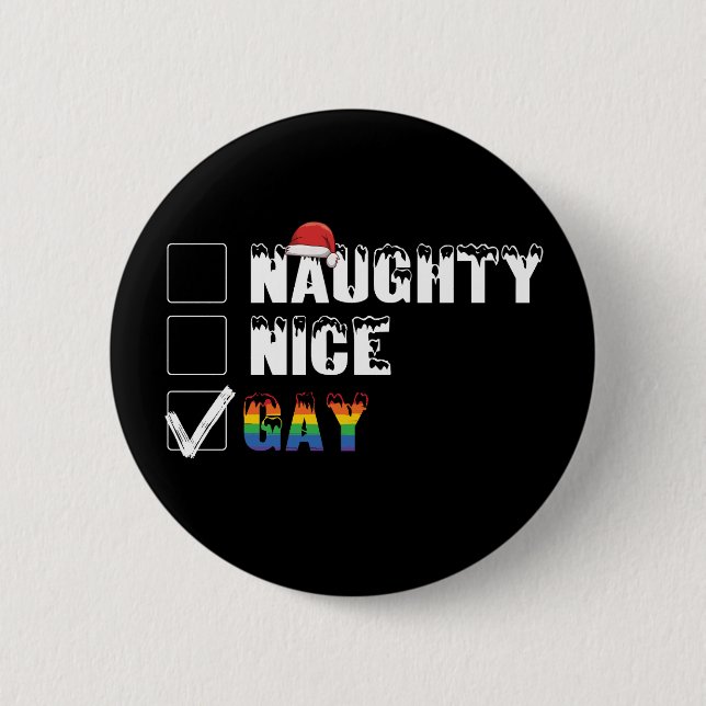 Busig Snäll Gay Regnbåge Pride HBT Julpresent Knapp (Framsida)
