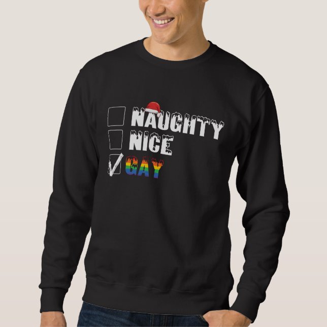 Busig Snäll Gay Regnbåge Pride HBT Julpresent Lång Ärmad Tröja (Framsida)