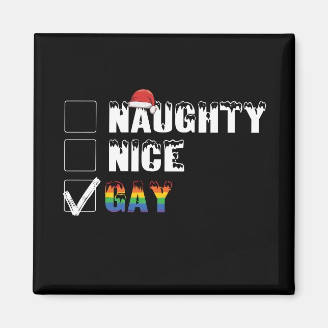 Busig Snäll Gay Regnbåge Pride HBT Julpresent Magnet (Framsidan)