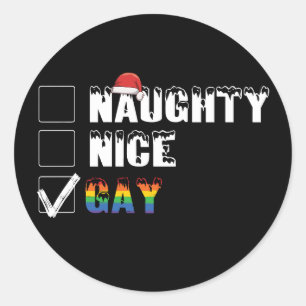 Busig Snäll Gay Regnbåge Pride HBT Julpresent Runt Klistermärke