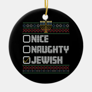 Busig snäll judisk tomte ful jul Hanukkah Julgransprydnad Keramik