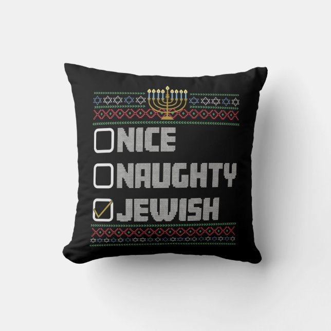 Busig Snäll Judisk Tomte Ful Jul Hanukkah  Kudde (Framsida)