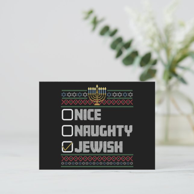 Busig Snäll Judisk Tomte Fula Jul Hanukkah  Helg Vykort (Stående Fram)